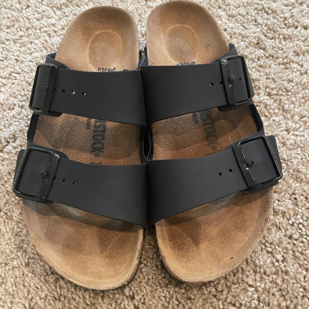 Birkenstock Black Sandals size 38 in great shape and hardly worn. NO. BOX